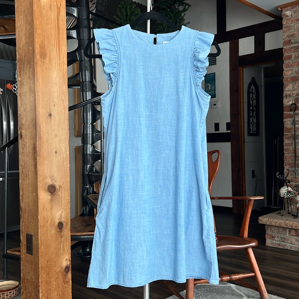 Mango sleeveless dress, size small, color blue denim
